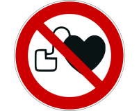 Panneau interdiction - Interdit stimulateurs cardiaques  - 200 mm - Vinyle Souple Autocollant