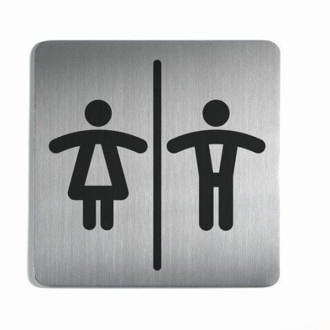 Panneau de porte - Toilettes Mixtes Homme/Femme - 150x150 mm - Gravoply®