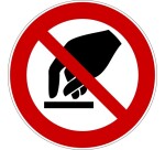 Panneau d'Interdiction - Interdiction de toucher - P010  - 100 mm - Vinyle Souple Autocollant