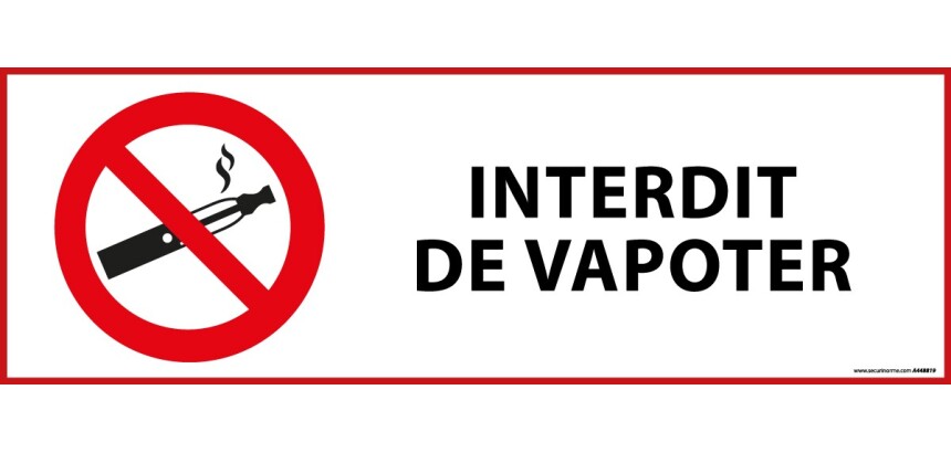 Signalisation d'interdiction - Pictogramme Interdit de vapoter  - 297 x 105 mm - PVC 2 mm