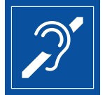 Signalétique d'information - Accessibilité malentendant - ISO 7001  - 125 x 125 mm - Gris