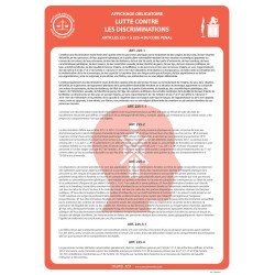 Panneau d'affichage - Lutte contre les discriminations - Papier plastifié - A3