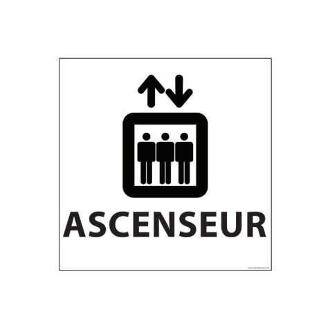 Panneau ASCENSEUR - fond blanc 250 x 250 mm