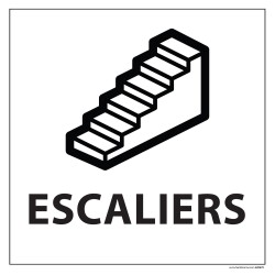 Panneau ESCALIERS - fond blanc, vinyle ou PVC- 250 x 250 mm