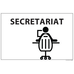Panneau SECRETARIAT + symbole - fond blanc 300 x 200 mm