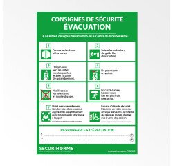 Affiche obligatoire - Consignes Sécurité Évacuation - 297 x 420 mm