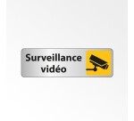 Panneau Surveillance vidéo - Signalétique de sécurité picto caméra  - 150 x 47 mm - Blanc