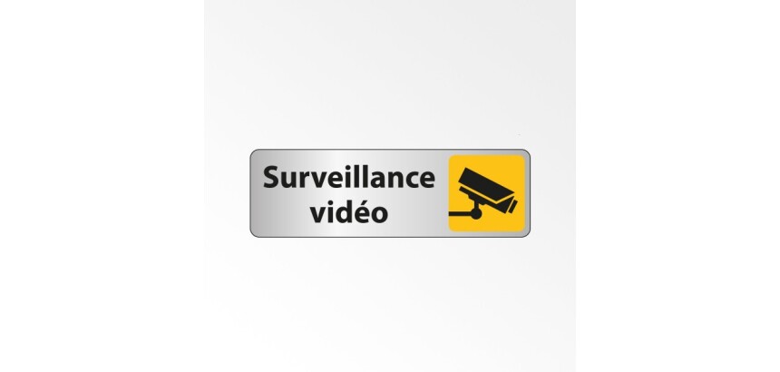 Panneau Surveillance vidéo - Signalétique de sécurité picto caméra  - 150 x 47 mm - Blanc