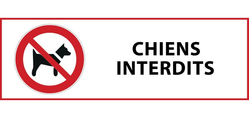 Signalétique d'interdiction - Interdit aux chiens - P021 - ISO 7010  - 297 x 105 mm - Vinyle Souple Autocollant