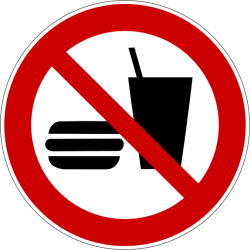 Panneau d'interdiction - Interdiction de manger et boire - P022  - 400 mm - PVC