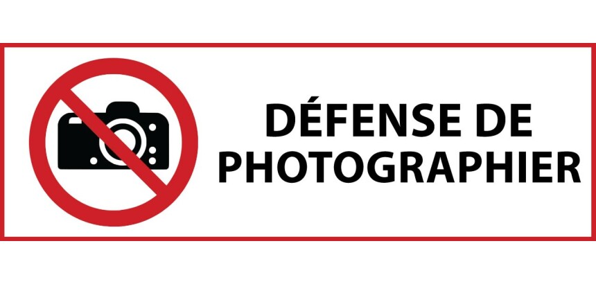 Panneau d'interdiction - Défense de photographier - P029  - 297 x 105 mm - PVC 2 mm