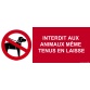 Panneau d'interdiction - Interdit aux Animaux Même Tenus en Laisse  - 210 x 75 mm - PVC
