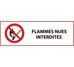 Panneau d'interdiction - Flammes nues interdites - P003  - 297 x 105 mm - Vinyle Souple Autocollant