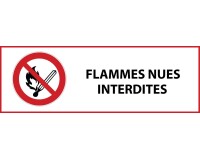 Panneau d'interdiction - Flammes nues interdites - P003  - 297 x 105 mm - PVC