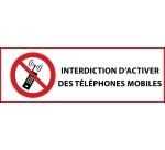 Panneau - Interdiction téléphones mobiles - P013 - ISO 7010  - 297 x 105 mm - Vinyle Souple Autocollant