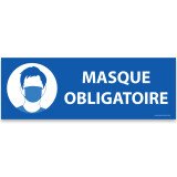 Panneau signalétique masque obligatoire ERP - Rectangle bleu