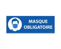Panneau signalétique masque obligatoire ERP - Rectangle bleu