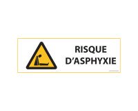 Panneau d'obligation "Risque d'asphyxie " ISO 7010 - W041  - 297 x 105 mm - Vinyle Souple Autocollant