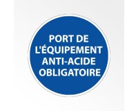 Panneau Obligatoire - EPI - Port de l'équipement anti-acide