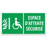 Signalétique évacuation – Espace d’attente sécurisé – ISO 7010  - 200 x 100 mm - Vinyle