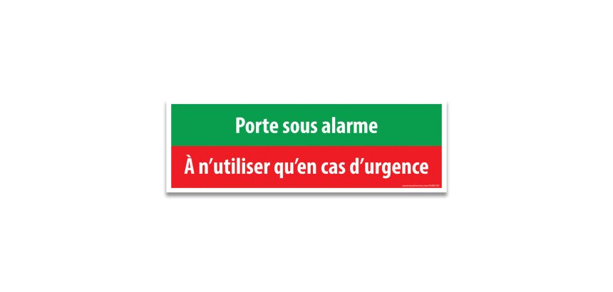 Plaque d'évacuation - Pictogramme Porte sous alarme - 300 x 100 mm  - PVC 2 mm