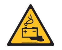 Panneau danger - Charge en cours de la batterie - W026  - PVC - 200 mm