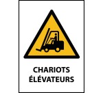 Panneau Danger - chariots élévateurs - W014 - ISO 7010  - PVC dos adhésif - A5