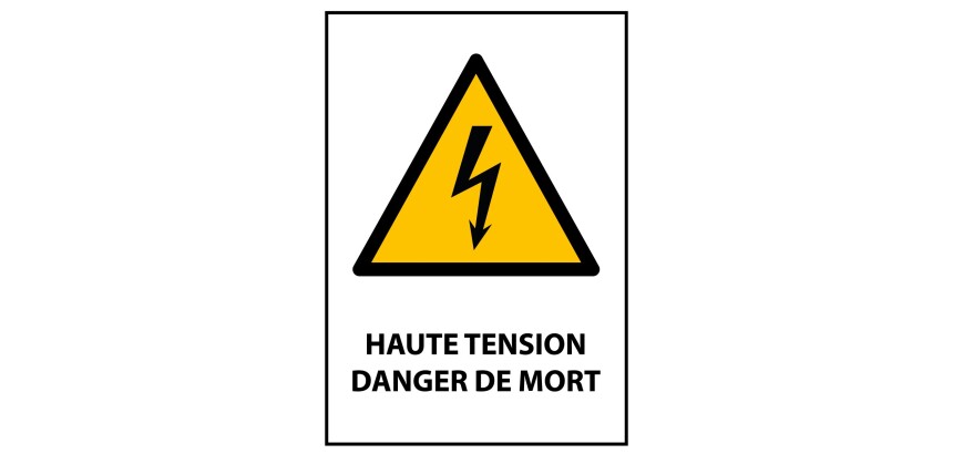 Panneau danger - Haute Tension Danger de Mort - W012 - ISO 7010  - PVC à visser - A4