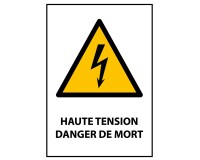 Panneau danger - Haute Tension Danger de Mort - W012 - ISO 7010  - PVC dos adhésif - A5