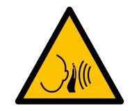 Signalétique danger W038 - Bruit fort soudain - Norme ISO 7010  - 50 mm - Vinyle Souple Autocollant