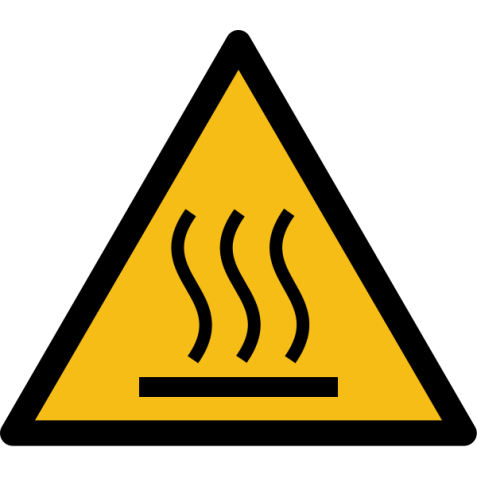 Signalétique de danger - Picto Surface Chaude - W017 - ISO 7010  - 50 mm - Vinyle Souple Autocollant