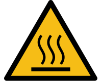 Signalétique de danger - Picto Surface Chaude - W017 - ISO 7010  - 200 mm - Vinyle Souple Autocollant