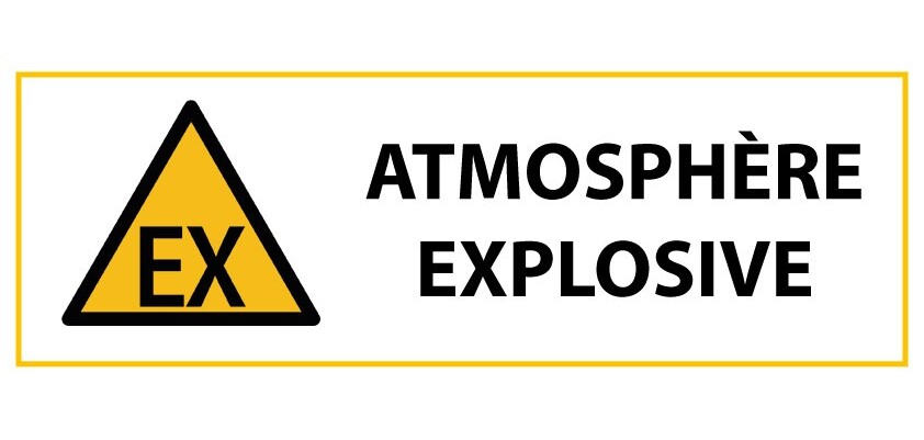Signalétique danger W021 - Atmosphère explosive - Norme ISO 7010  - 297 x 105 mm - Vinyle Souple Autocollant