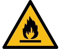 Panneau de danger - Matière inflammable - W002 - ISO 7010  - 50 mm - Vinyle Souple Autocollant