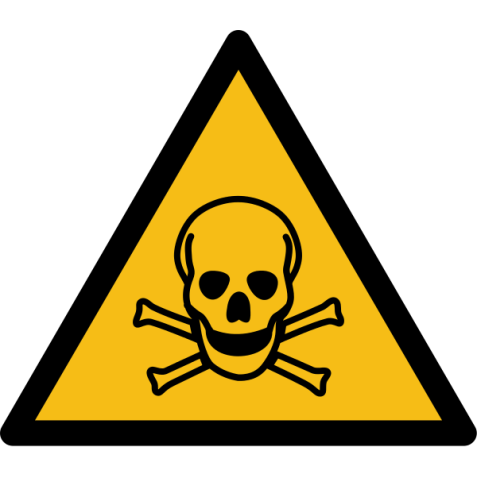 Signalétique de danger - Matières toxiques - W016 - ISO 7010  - 100 mm - Vinyle Souple Autocollant