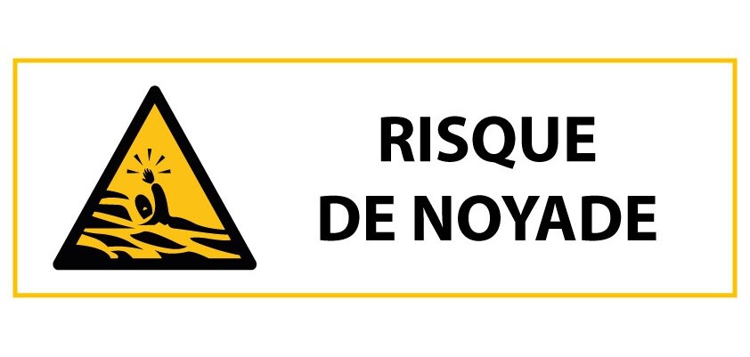 Signalétique de danger - Picto Risque de noyade - W167 - ISO 7010  - 450 x 150 mm - Vinyle Souple Autocollant