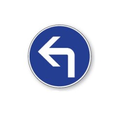 Panneau Obligation - Direction à Gauche- B21c1 - Aludibond   - 200 mm - Vinyle Souple Autocollant