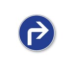 Panneau Obligation - Direction à droite - B21c2 - Aludibond   - 200 mm - Vinyle Souple Autocollant