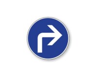 Panneau Obligation - Direction à droite - B21c2 - Aludibond   - 200 mm - Vinyle Souple Autocollant