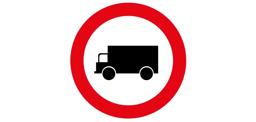 Panneau - Accès interdit véhicules transport marchandise  - 200 mm - Vinyle Souple Autocollant