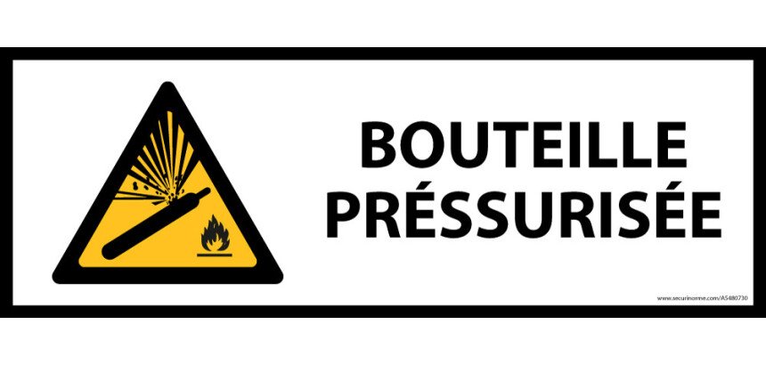 Panneau de sécurité - Danger bouteille pressurisée - Horizontal  - 450 x 150 mm - PVC 2 mm