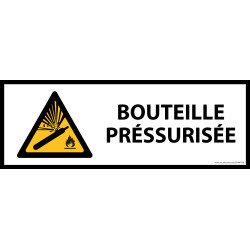 Panneau de sécurité - Danger bouteille pressurisée - Horizontal  - 297 x 105 mm - PVC