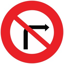 Panneau de Prescription B2b Plat - Interdit de Tourner à Droite à la Prochaine Intersection   - 200 mm - Vinyle Souple Autocollant