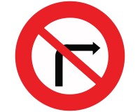 Panneau Prescription - Interdit de Tourner à droite - ISO 7010  - 200 mm - Vinyle Souple Autocollant