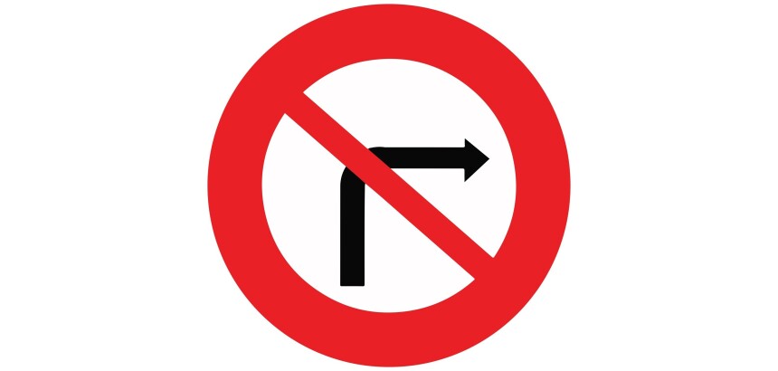 Panneau Prescription - Interdit de Tourner à droite - ISO 7010  - 200 mm - Vinyle Souple Autocollant