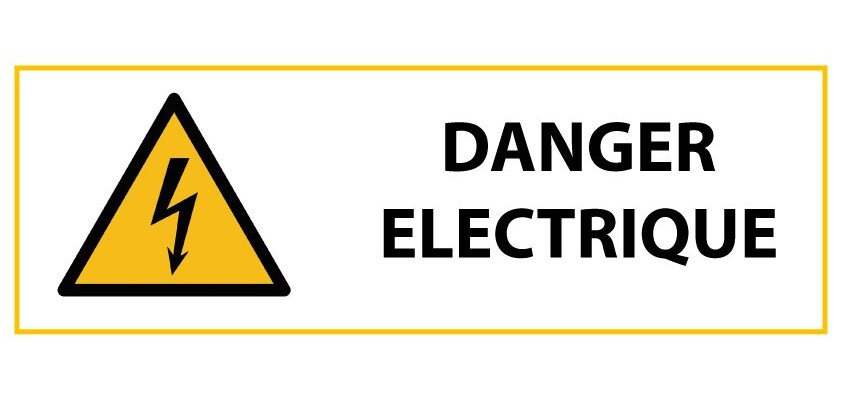 Signalétique de danger - Picto Danger électrique - W012 - ISO 7010  - 297 x 105 mm - Vinyle Souple Autocollant