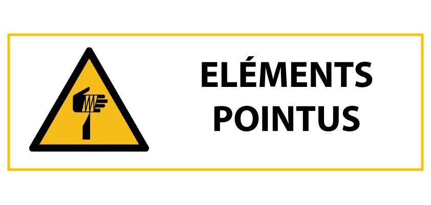 Signalétique de danger - Picto éléments pointus - W022 - ISO 7010  - 450 x 150 mm - Vinyle Souple Autocollant