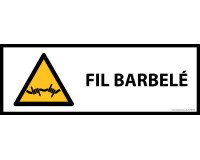 Signalétique de danger - Picto Fil barbelé - W033 - ISO 7010  - 297 x 105 mm - PVC