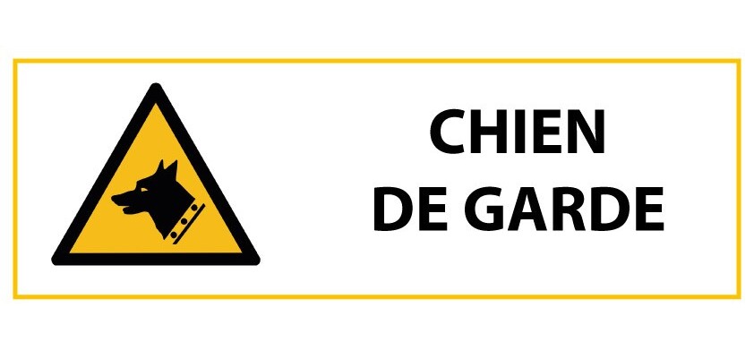 Signalétique de danger - Picto Chien de garde - W013 - ISO 7010  - 297 x 105 mm - Vinyle Souple Autocollant
