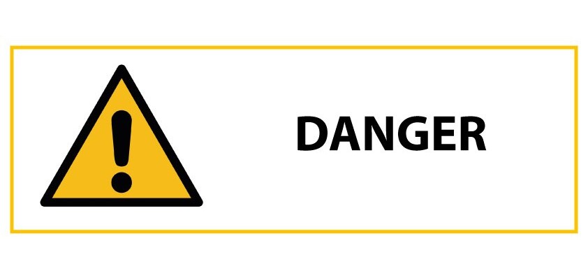 Signalétique de danger - Pictogramme Risque - W001 - ISO 7010  - 450 x 150 mm - Vinyle Souple Autocollant
